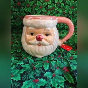 Christmas Santa Claus mug iridescent pink nwt